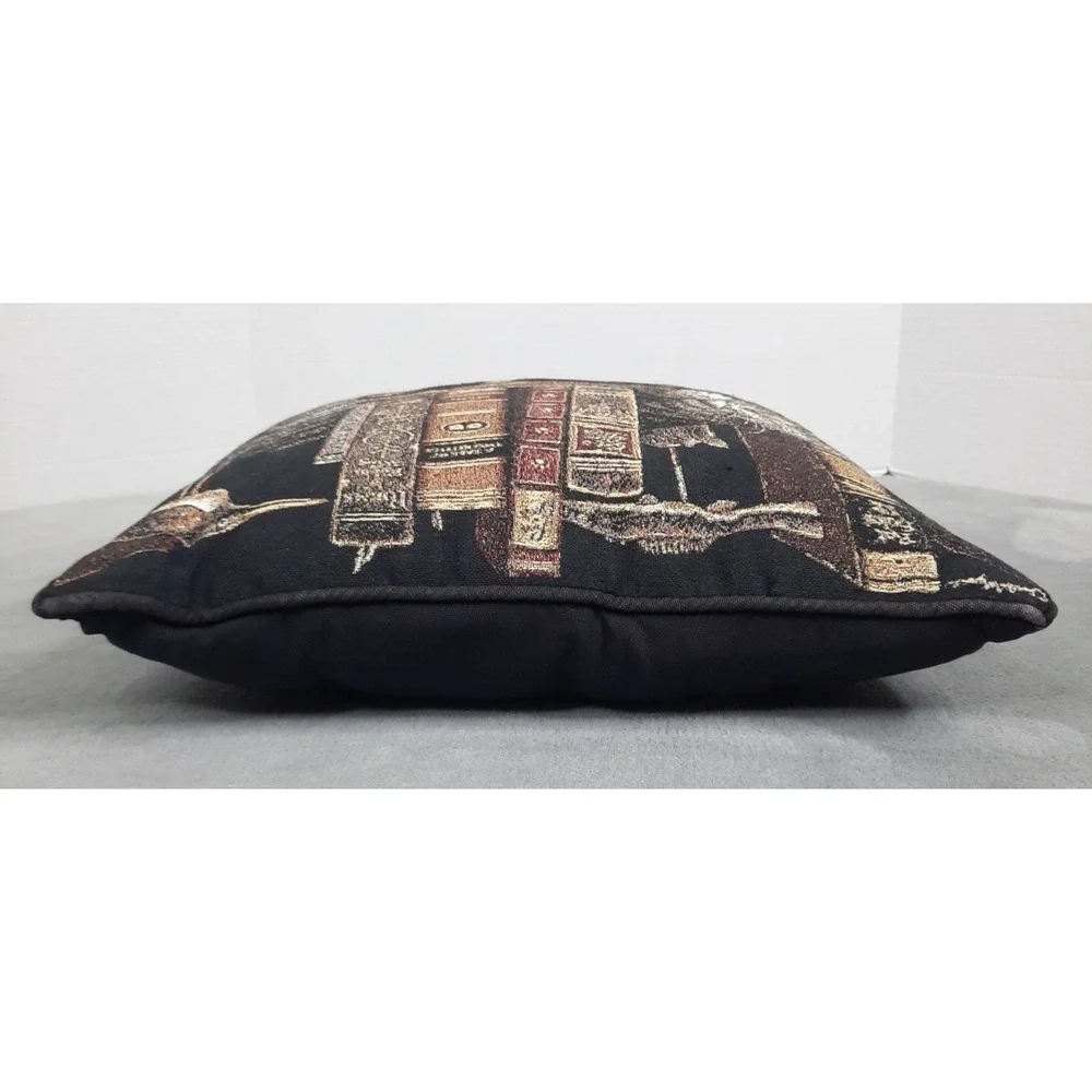 Frederick the Literate Charles Wysocki Tapestry Throw Pillow Library Cat Vintage